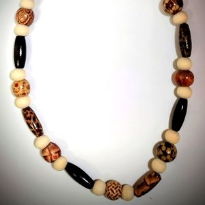 Beautifully crafted wood bead necklace